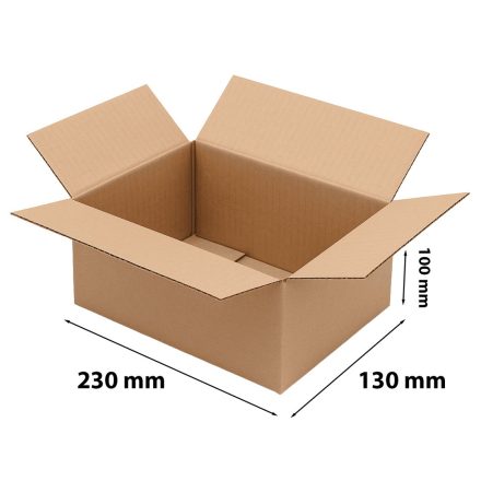 Papierová lepenka 230x130x100 mm hnedá 3-vrstvová vlna B 400 g/m2
