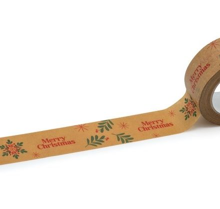 Papierová páska Vianočná ornament Veselé Vianoce Snehová guľa 48mm/50m
