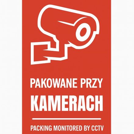 Varovné nálepky PAKOWANE PRZY KAMERACH 100x50 mm, 100 ks