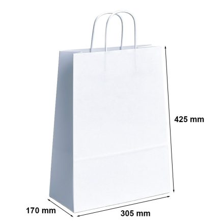 Biele papierové tašky s držiakom na dno 305x170x425 mm 100 g/m2