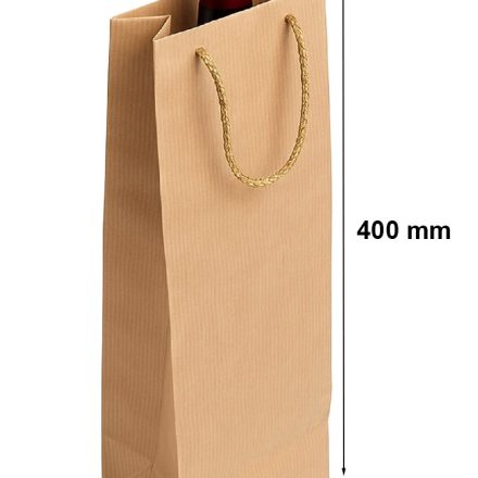 Papierový vak na víno 120x80x400 hnedá Kraft s držiakom na string