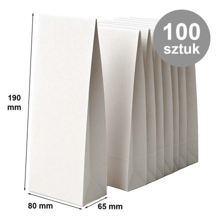 Organické papierové vrecia 80x65x190 mm biele bez držadiel 100 ks