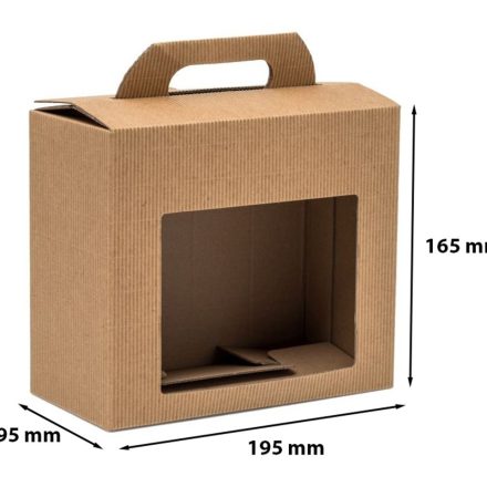 Kartónová škatuľa na 2 poháre s medovým oknom 0,9 195x95x165mm