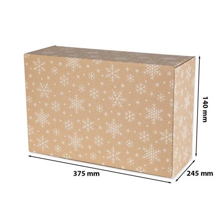 Vianočný kartónový box F421 375x245x140 mm bronzové snehové gule