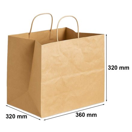 Papierové vrecko hnedé pruhy Pizza Vrece 360x330x320 s držadlom