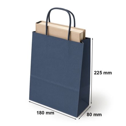 Silné papierové vrecia, modré námorníctvo 180x80x225 mm s otočnou rukoväťou