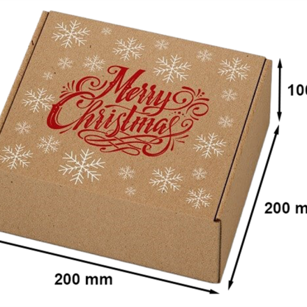 Kartónový vianočný módny box 200x200x100mm MC Snehové vločky F427