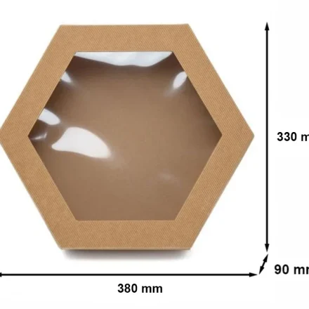 Škatuľka so šesťhrannou vrstvou s okienkom 330x380x90 mm viečko