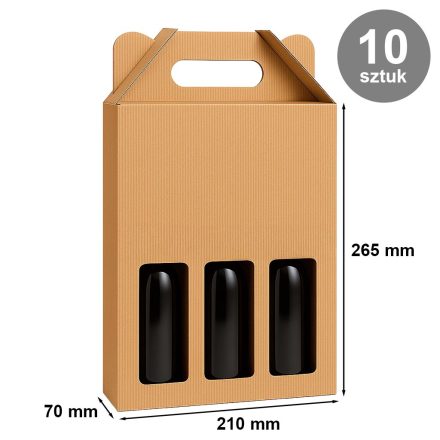 Kartónové škatule s ozdobným obkladom na 3 pivo 210x70x265mm 10 ks