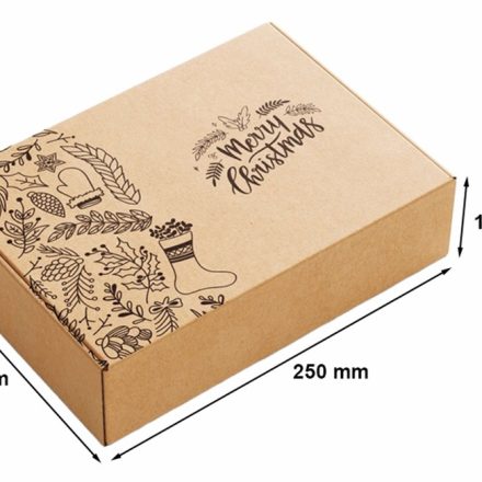 Kartónová vianočná škatuľka 250x200x100mm Veselé Vianoce Bronz F427