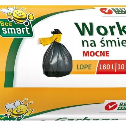 Včela Inteligentná silný odpad tašky LDPE 160L čierna 10 výrobky pre košíky