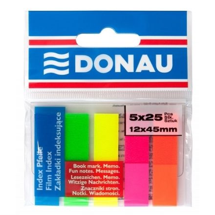 Samolepiace záložky Donau PP 45x12 mm 5x25 neón