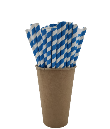 Papierové slamky biologicky rozložiteľné v modrých pásikoch 8x210 mm 250 ks