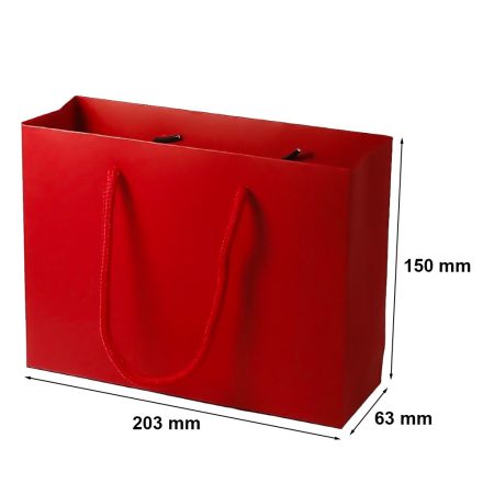Červená darčeková papierová taška so stringom 203x63x150 mm A6