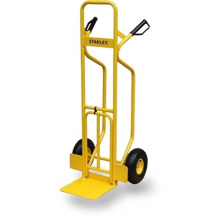 Wheelbarrow Stanley oceľový dvojkolesový 250 kg, žltá, nástupište 300 x 295 mm