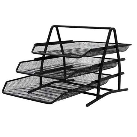 Kancelárske zásuvky na dokumenty Q-Connect metal black grid 3 ks