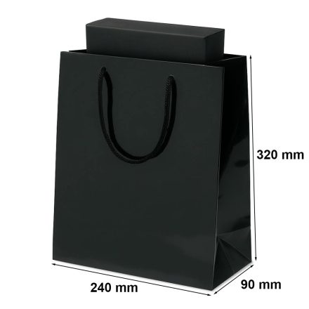 Prestížny čierny laminovaný papierový darčekový vak 240x90x320 mm