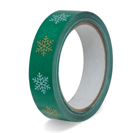 Vianočná páska ornamentácia samolepiaca zelená s hviezdami 24mm 60m