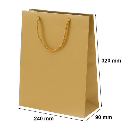 Papierové vrecko so zlatou laminovanou potlačou 240x90x320 mm darček s rukoväťou