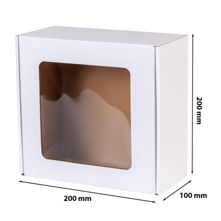 Lepenková škatuľa zdobená bielym oknom 200x200x100mm EKO