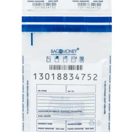 Bezpečné B5 Bag4Money bankové obálky, bezfarebné 180x245 mm 100 ks