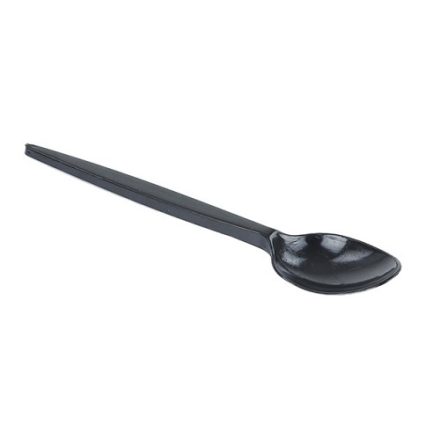 Čierny plast jednorazové lyžice 125 mm 100 ks na stravovanie