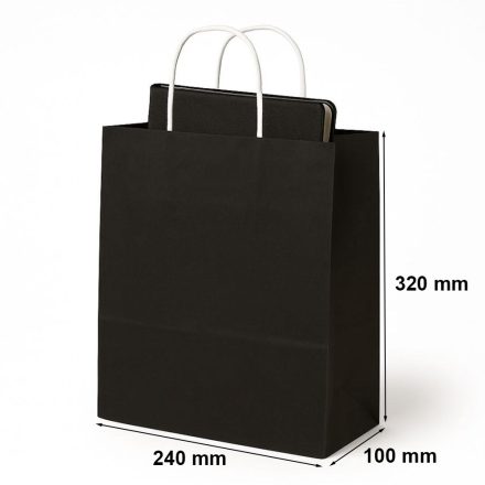 Darčekové papierové vrecko ECOBAG s držadlom 240x100x320 mm čierna