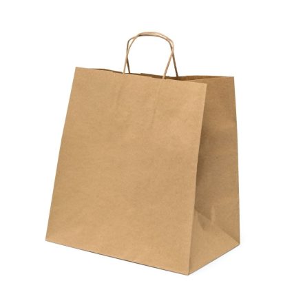 Papierová taška Kraft 330x190x320mm hnedá 90 g/m2 s blokovacím dnom