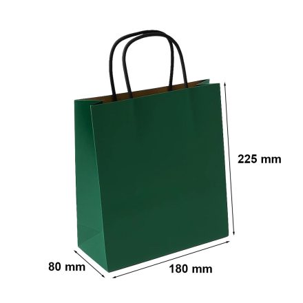 Malé zelené darčekové papierové tašky 180x80x225 s držadlom