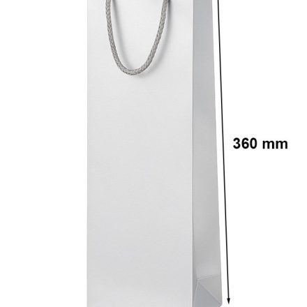 Darčekový vak laminovaný pre víno s rukoväťou 125x85x360 mm striebro