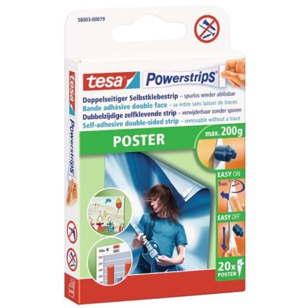 Samolepiace náplasti pre plagáty Tesa PowerStrips 20 ks do 0,2 kg