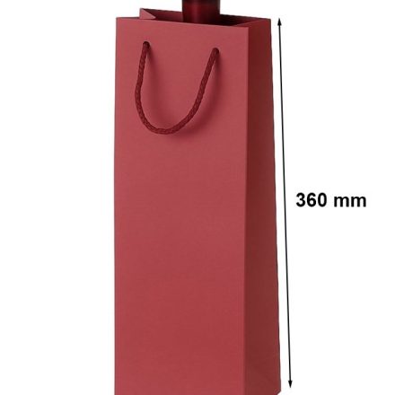 Darčekové vrecko na papierové víno 125x85x360 červená s rukoväťou