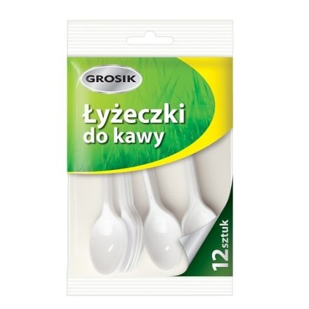 Jednorázové biele plastové lyžice na kávu Penny 12 ks