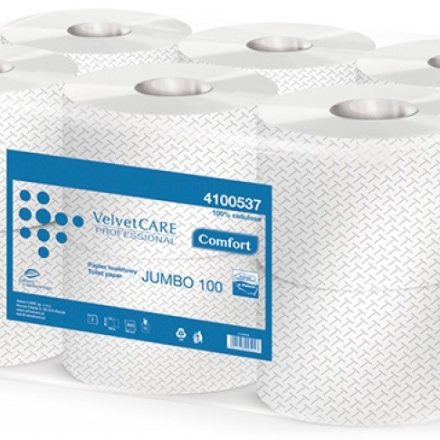 Toaletný papier Zamatový Jumbo biely 2- Lovec 100 m 12 rolky