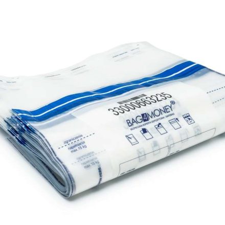 Taška na bankovú bankovku transparentná 15 kg 400x410+110+30 mm 50 ks