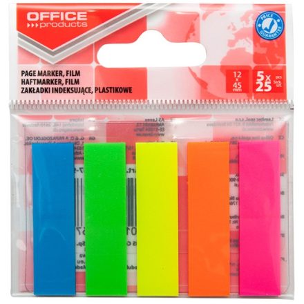 Samolepiace indexovacie záložky 12x45 mm, 5x25 ks, zmes farieb