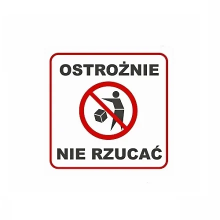 Nálepky Starostlivo nehádžte výstražné štítky 100x100 mm 100 ks