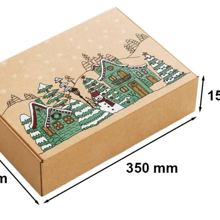 Kartónová škatuľa na vianočné karty 350x250x150mm Snowman Cottages F427