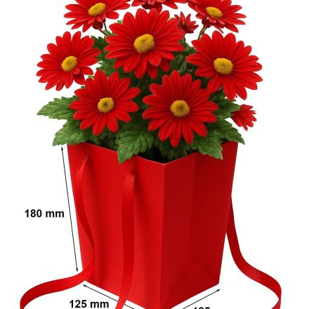 Červená taška s kvetinovým obalom 125x125x180/165x165 mm elegantné pre kvety