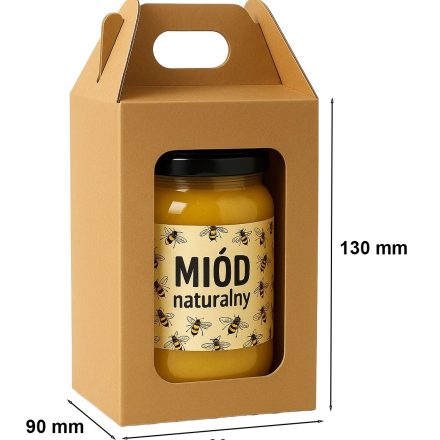 Kartónová škatuľa s oknom 90x90x130mm če 1 nádoba medu FEFCO 217
