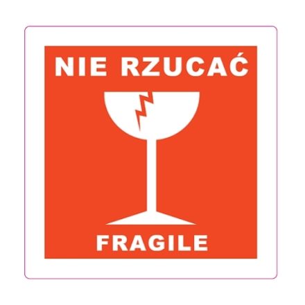 Varovné nálepky na obaloch NIE DECLARE FRAGILE 100x100mm 100ks