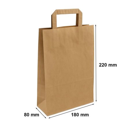 Papierová taška Kraft 180x80x220 mm hnedá s plochým držadlom