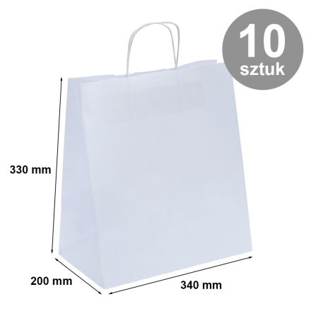 Papierový cateringový vak 340x200x330 mm biela hladká 10 ks