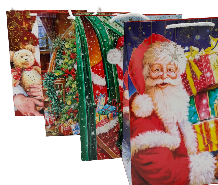 Vianočné tašky, dekoratívny papier MIX Santa Clausvietnam. kgm 225x110x320 mm 10 ks
