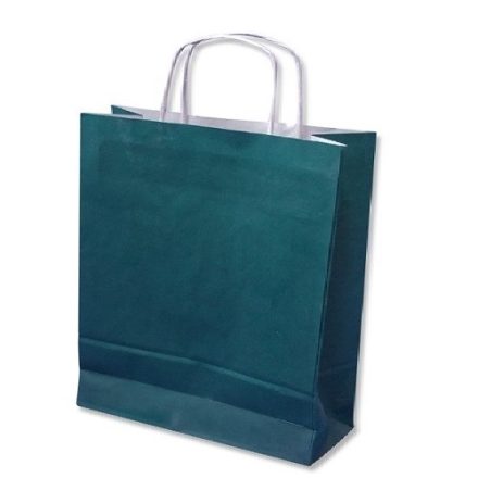 Papierová taška zelená pre nakupovanie s rukoväťou 305x170x340 mm 10 ks
