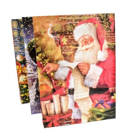 Vianočné darčekové tašky MIX Santa Claus. 345x130x480 mm, 10 ks