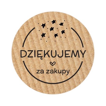 Kolové nálepky Kraft Ďakujeme za nákupy 35 mm, 200 ks