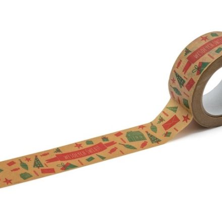 Vianočný papier páska Veselé Vianoce so vzormi 48 mm x 50 m