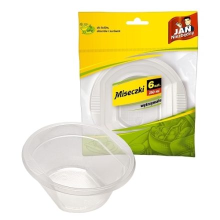 Plastové klapky jednorazové misy Jan nevyhnutné 250 ml 6 ks