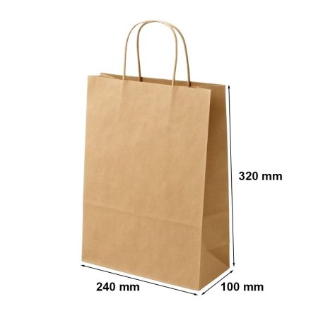 Organický papier taška hnedá hladké 240x100x320 krútená rukoväť